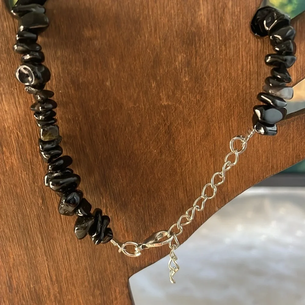 Chic Black Stone Bracelet with Silver Clasp